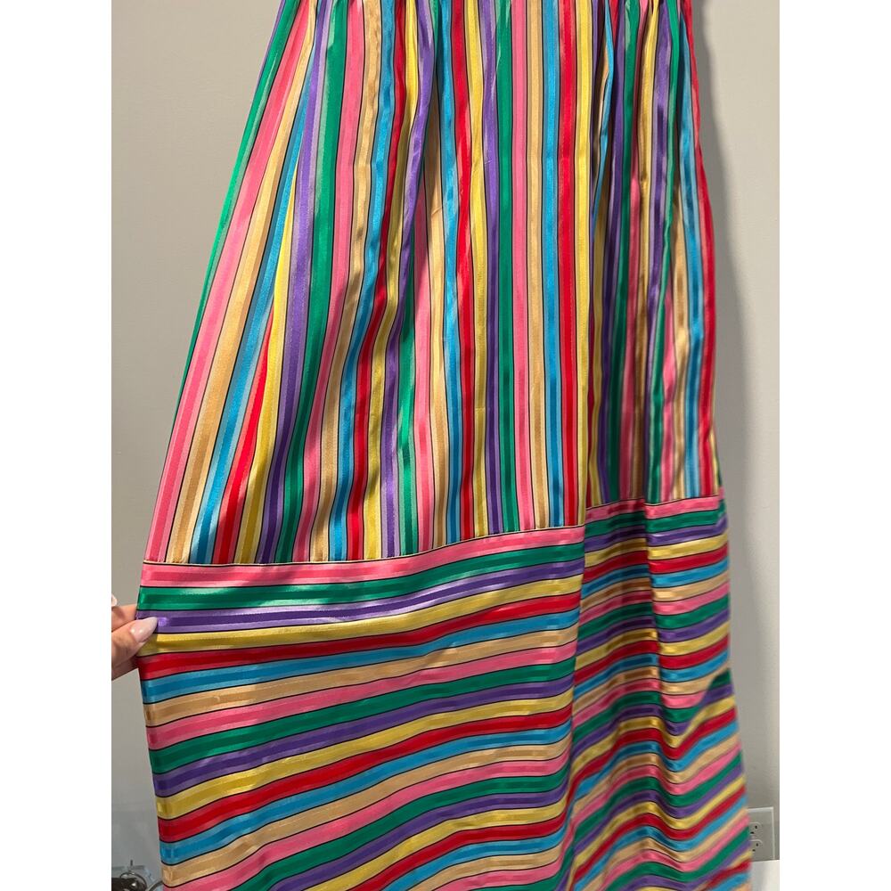 WOW! Rare Colorful Rainbow 1960s-1970s Sleeveless Maxi Dress w Collar Small JL - Picture 7 of 12